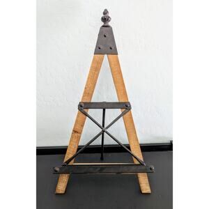 Tabletop Easel 21" Metal And Wood Fleur De Lis Finial Art, Crafting Or Records